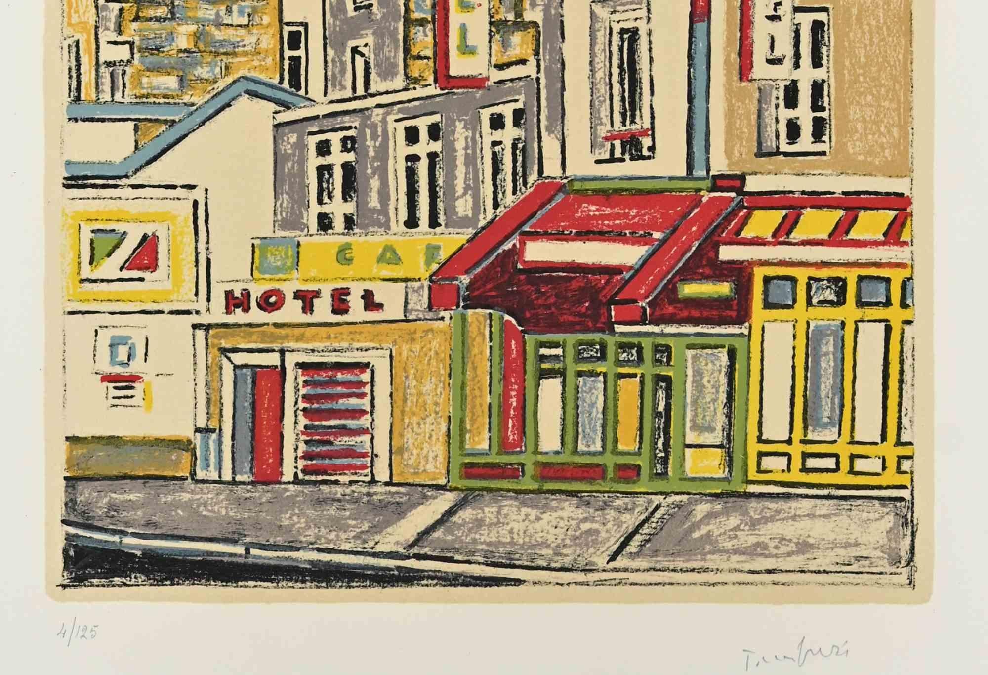 Paris, Houses and Walls - Lithograph by Orfeo Tamburi - 1970s For Sale 1