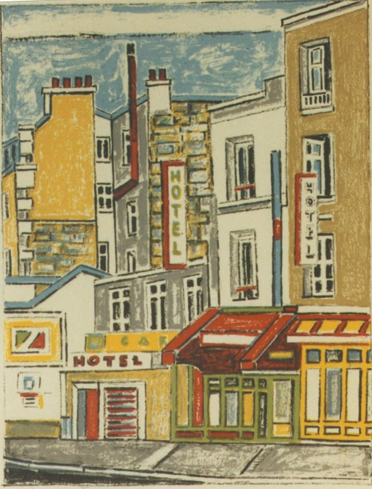Paris, Houses and Walls - Lithograph by Orfeo Tamburi - 1980s
