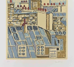 Tetti di Parigi - Litografia di Orfeo Tamburi - Anni '80