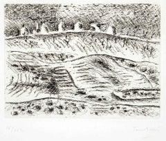 Paysage toscan - Gravure d'Orfeo Tamburi - 1964