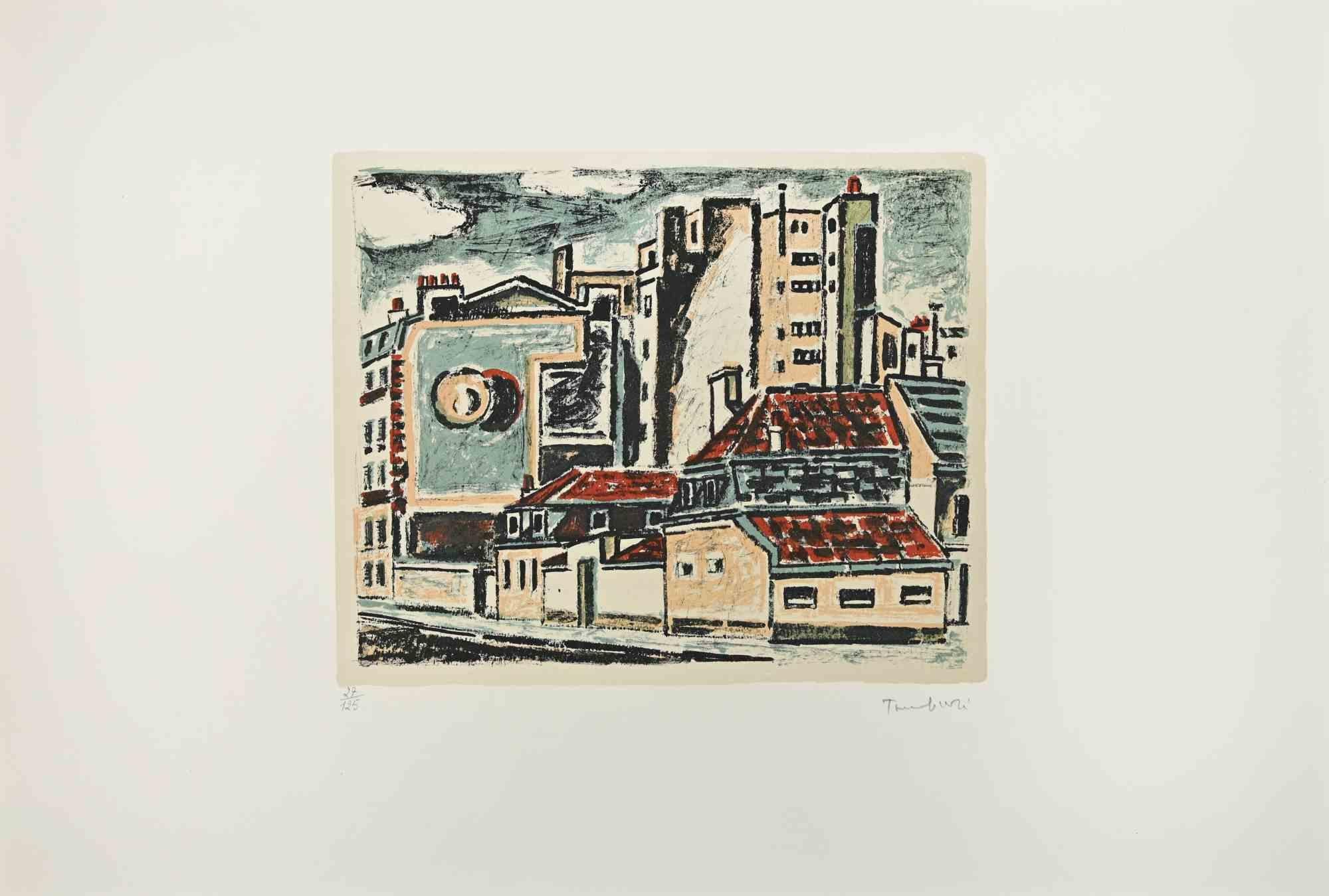 View of Paris ist ein modernes Kunstwerk, realisiert von Orfeo Tamburi  (Jesi, 1910 - Paris, 1994) in den 1970er Jahren. 

Farbige Radierung und Aquatinta auf Papier. 

Handsigniert.

Unten nummeriert, Auflage: 125 Exemplare.

Gute Bedingungen. 

 