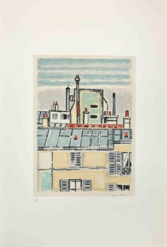 Vue de Paris - Lithographie d'Orfeo Tamburi - années 1980