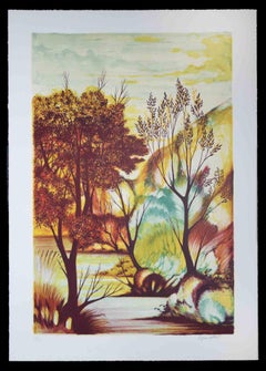 Autumn  - Original Etching by Orfeo Vitali  - 1970s