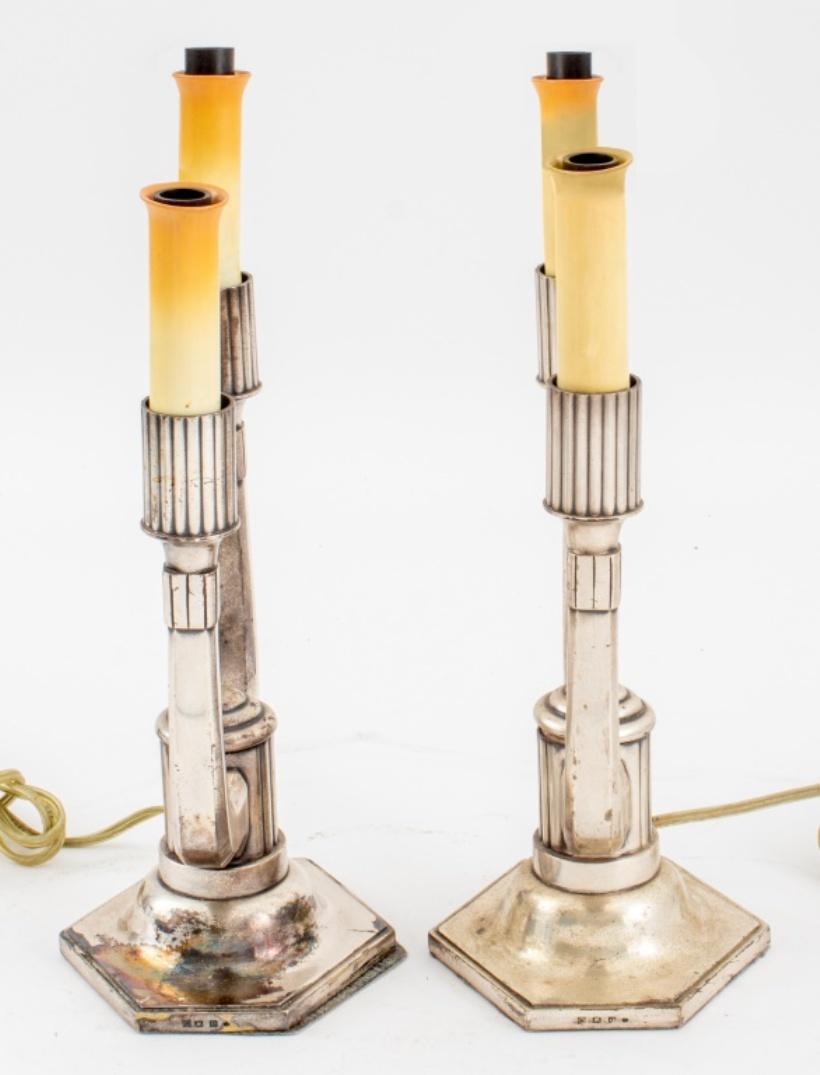 Orfeverie Ercuis Art Deco Silverplated Table Lamps 1