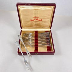 Orfeverie Saint- Médard French Silver Cocktail Forks, Boxed Set of 12
