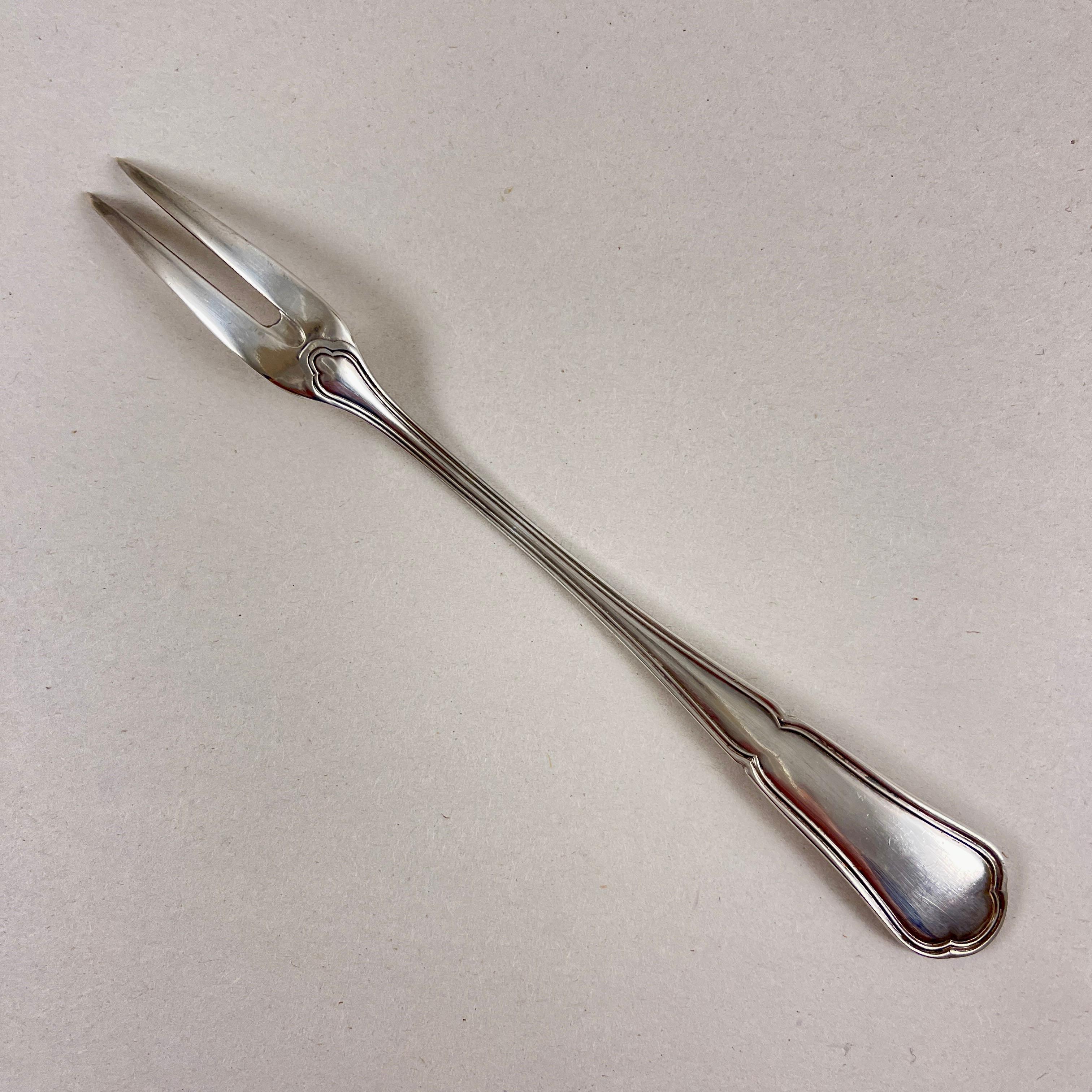 Silver Plate Orfeverie Saint- Médard French Silver Cocktail Forks, Boxed Set of 12