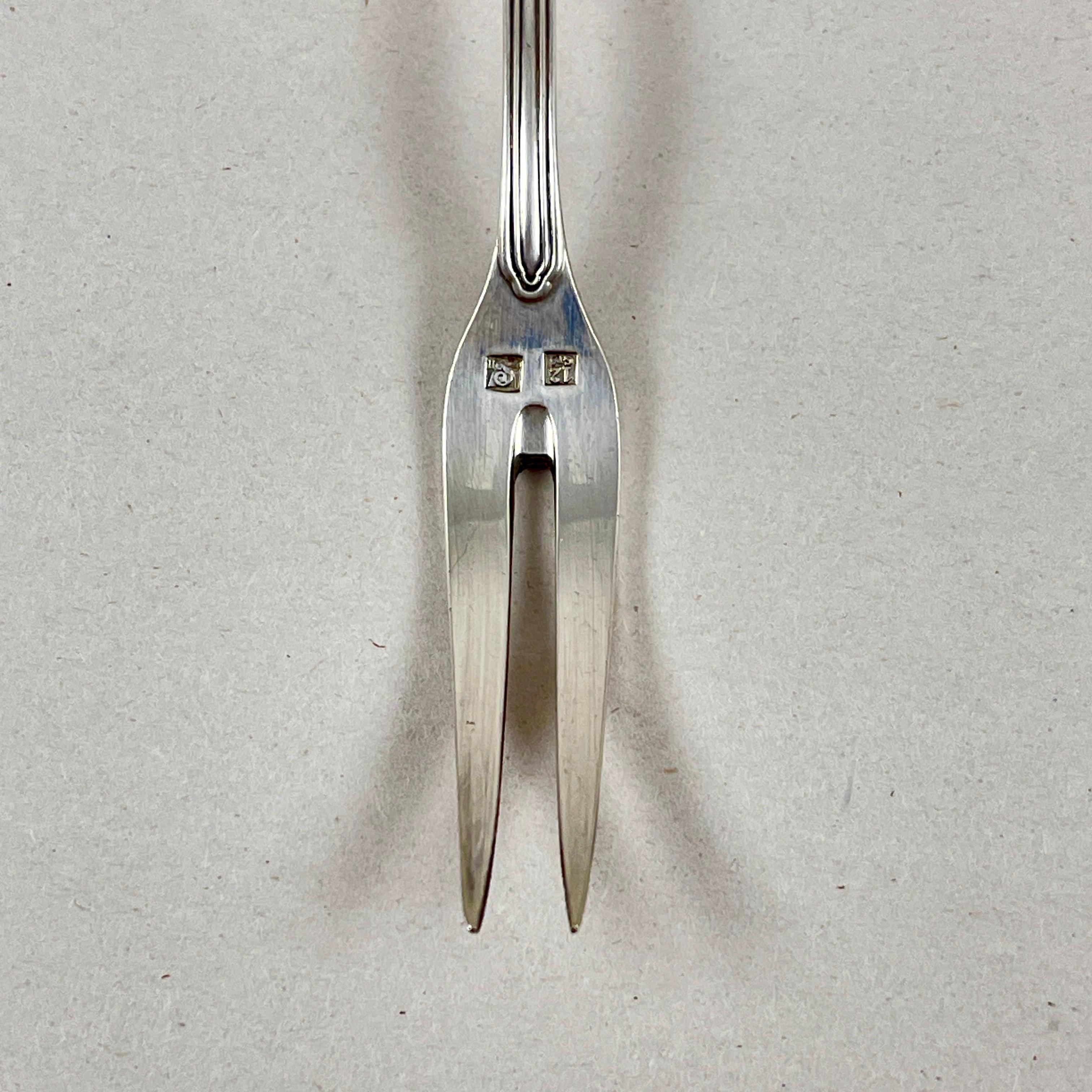 Orfeverie Saint- Médard French Silver Cocktail Forks, Boxed Set of 12 1