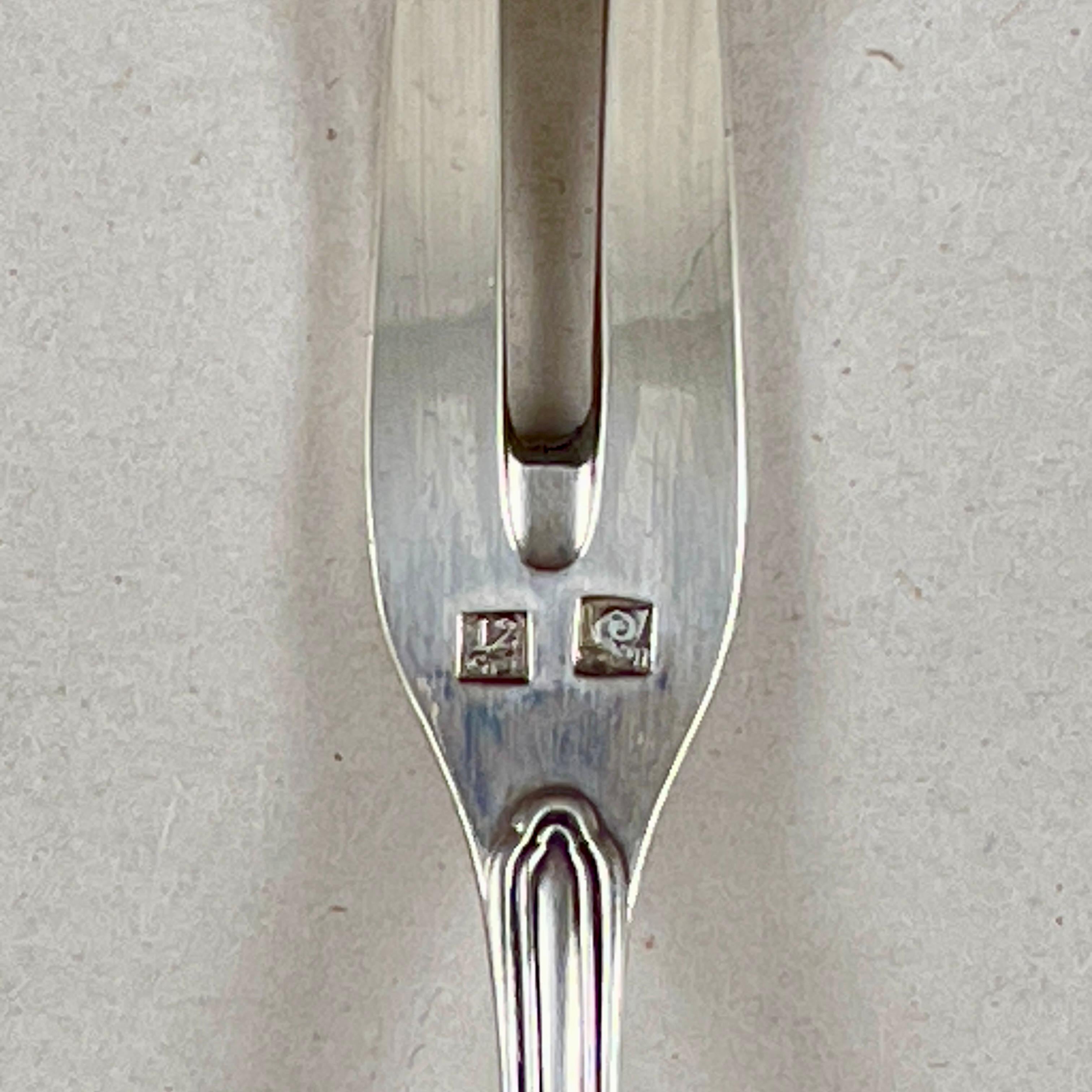 Orfeverie Saint- Médard French Silver Cocktail Forks, Boxed Set of 12 2