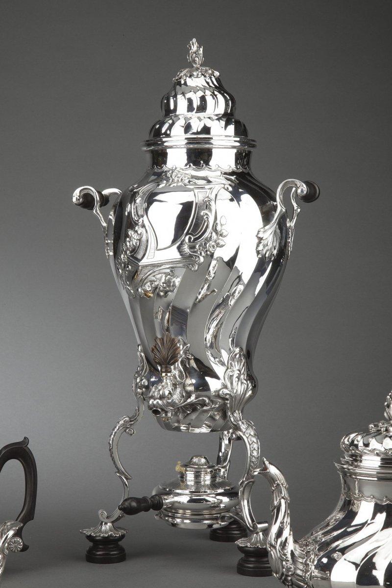 Orfèvre Boin Taburet - Tea / Coffee 4 Pieces In Sterling Silver Plus Samovar In  For Sale 6