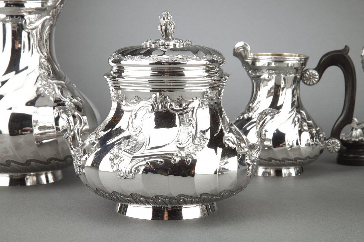 Luigi XV Orfèvre Boin-Taburet - Tè / Caffè 4 pezzi in argento Sterling più Samovar in in vendita