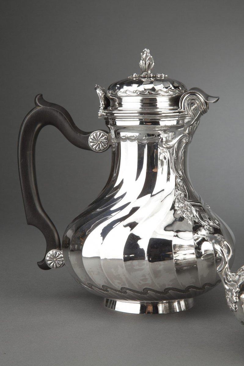 French Orfèvre Boin Taburet - Tea / Coffee 4 Pieces In Sterling Silver Plus Samovar In  For Sale