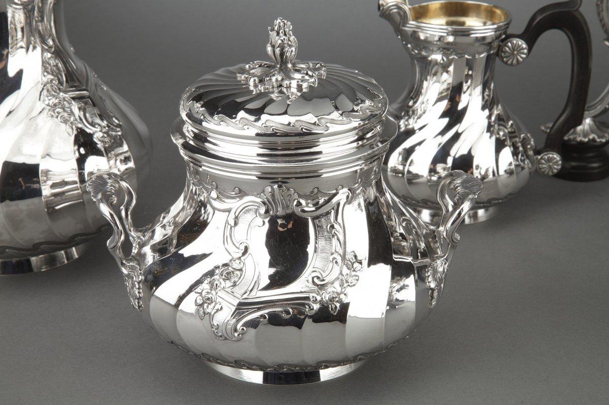 Orfèvre Boin-Taburet - Tè / Caffè 4 pezzi in argento Sterling più Samovar in In condizioni ottime in vendita a SAINT-OUEN-SUR-SEINE, FR