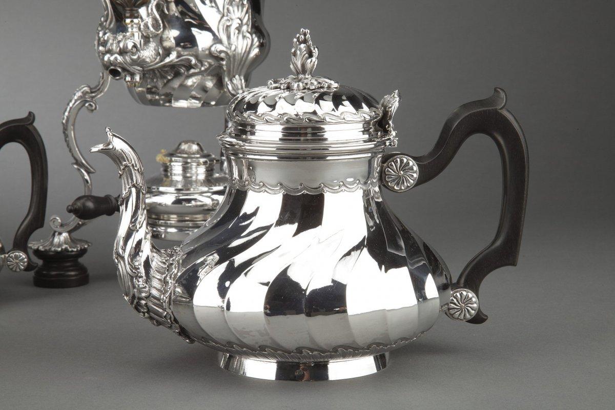 XIX secolo Orfèvre Boin-Taburet - Tè / Caffè 4 pezzi in argento Sterling più Samovar in in vendita