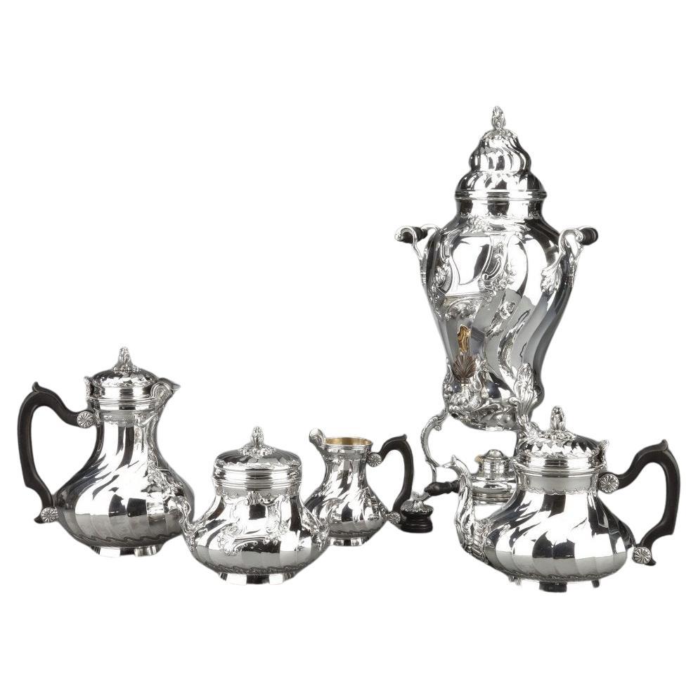 Orfèvre Boin Taburet - Tea / Coffee 4 Pieces In Sterling Silver Plus Samovar In  For Sale