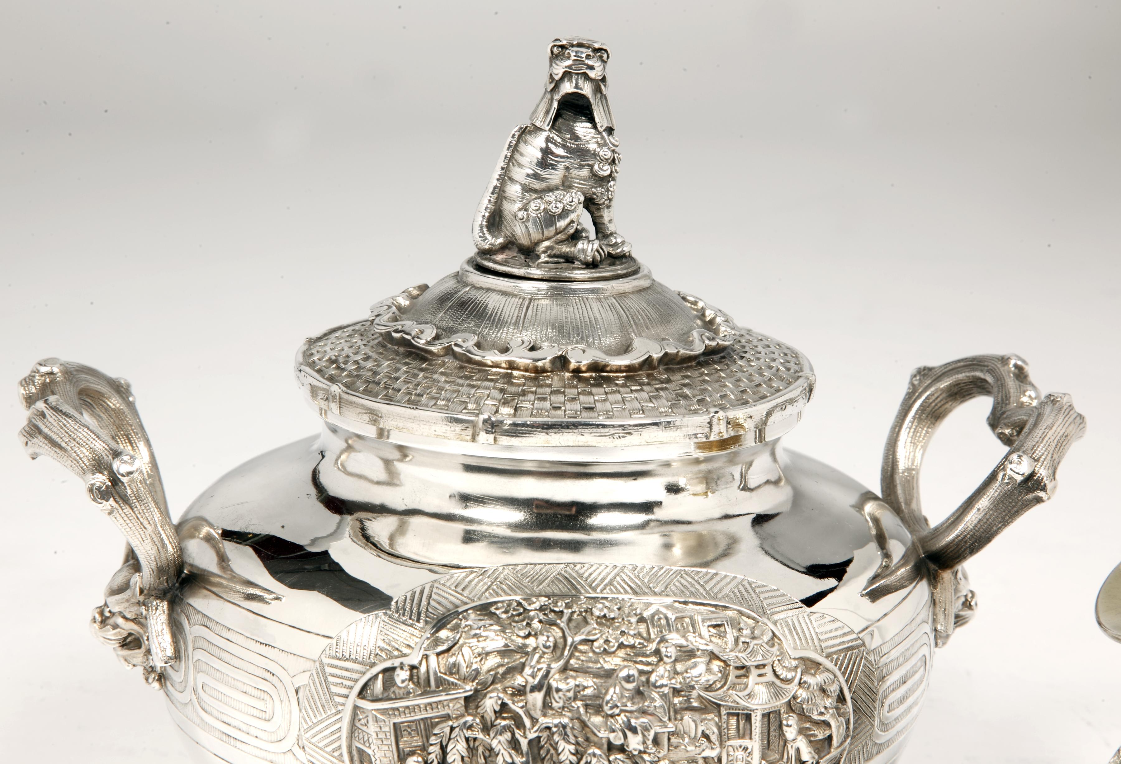 Orfèvre Duponchel - Creamer And Sugar Bowl In Sterling Silver Nineteenth In Excellent Condition For Sale In SAINT-OUEN-SUR-SEINE, FR
