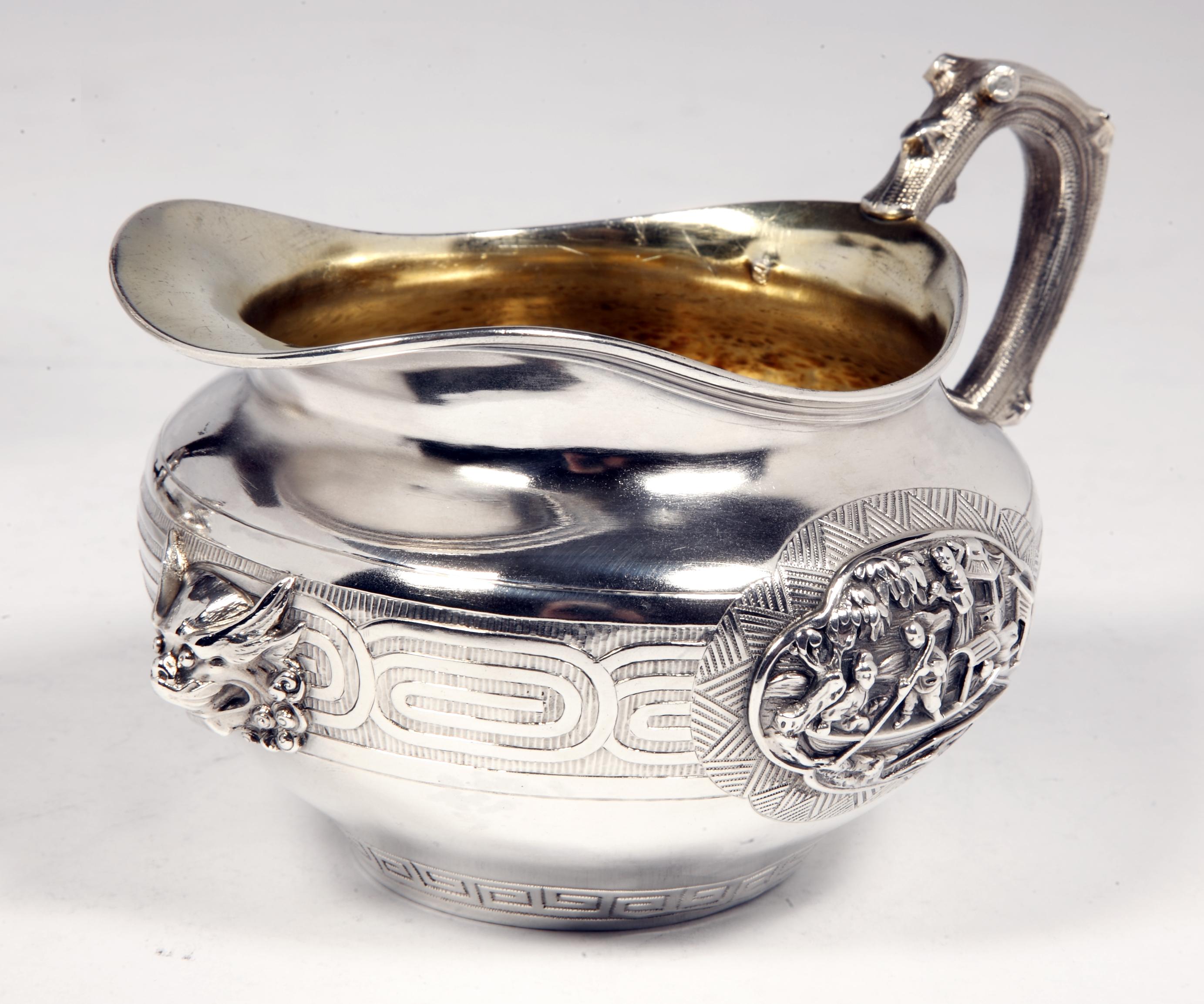 Orfèvre Duponchel - Creamer And Sugar Bowl In Sterling Silver Nineteenth For Sale 1