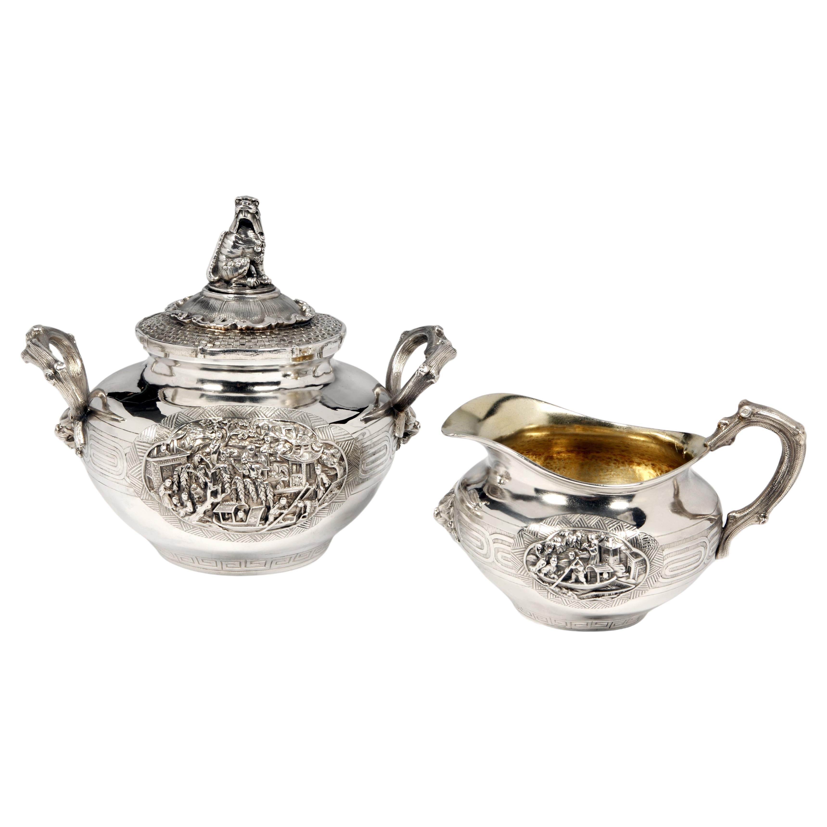 Orfèvre Duponchel - Creamer And Sugar Bowl In Sterling Silver Nineteenth For Sale