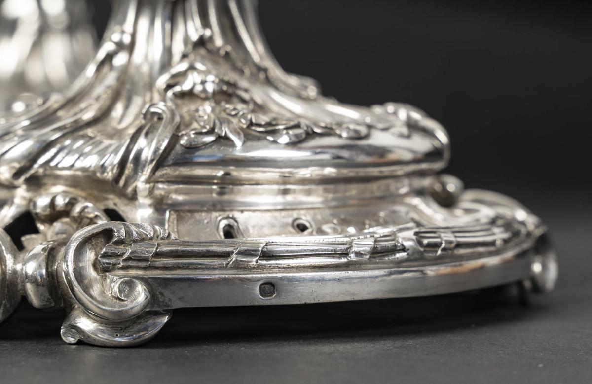 Orfèvre Eugène MERMILLOD – Paire de coupes en argent massif et cristal BACCARAT For Sale 5