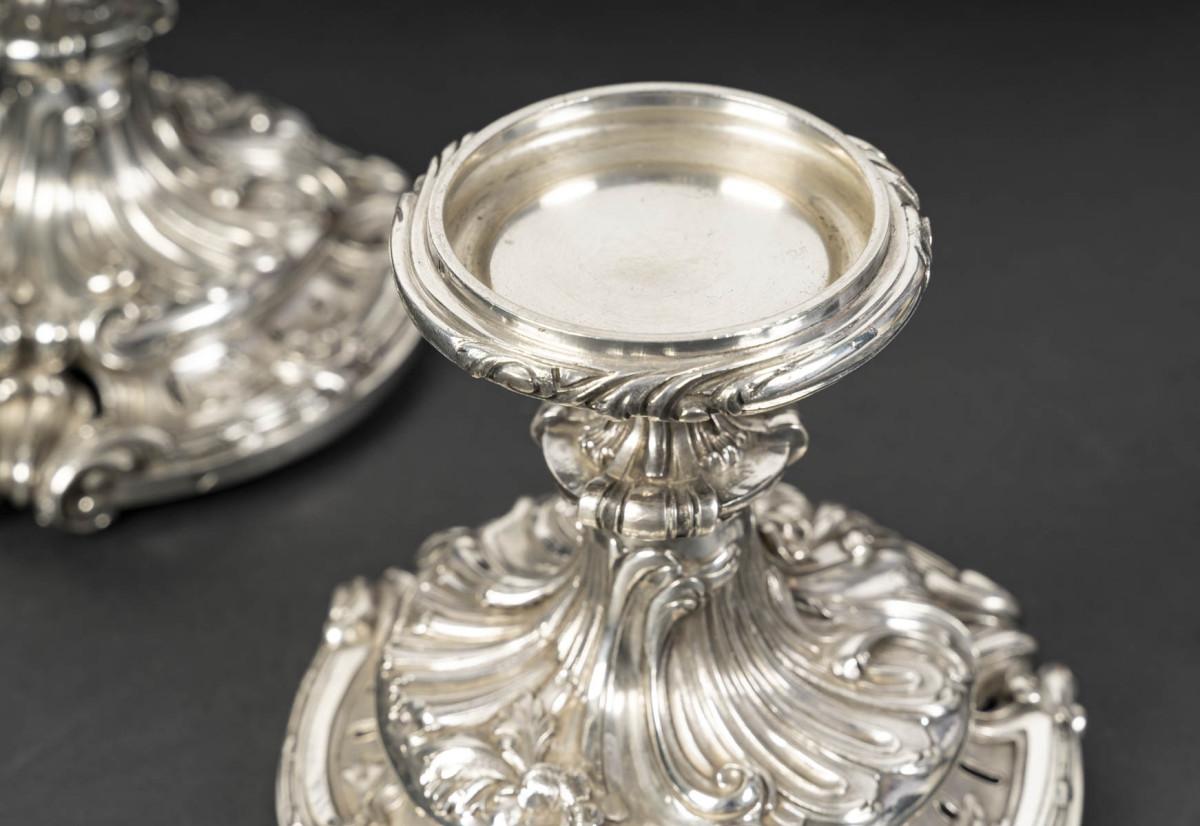 Orfèvre Eugène MERMILLOD – Paire de coupes en argent massif et cristal BACCARAT For Sale 6