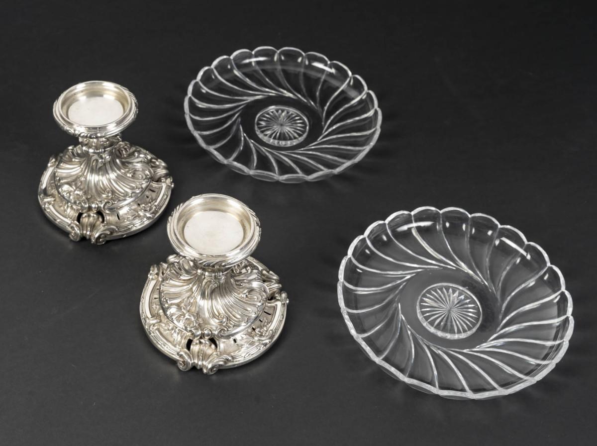 Orfèvre Eugène MERMILLOD – Paire de coupes en argent massif et cristal BACCARAT For Sale 8