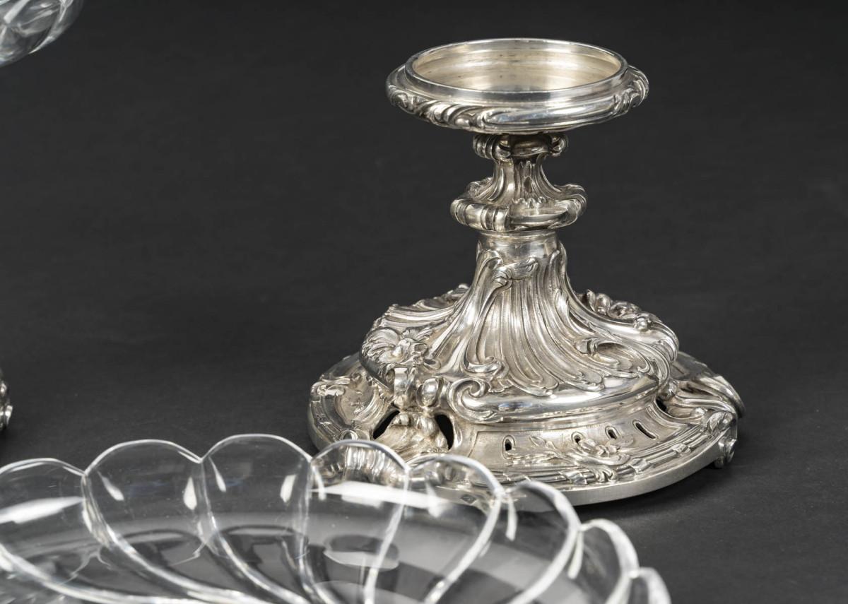 Orfèvre Eugène MERMILLOD – Paire de coupes en argent massif et cristal BACCARAT In Excellent Condition For Sale In SAINT-OUEN-SUR-SEINE, FR