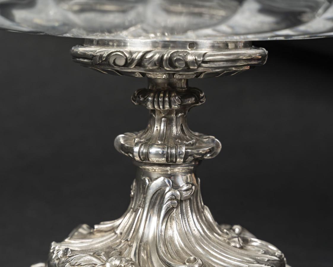 Crystal Orfèvre Eugène MERMILLOD – Paire de coupes en argent massif et cristal BACCARAT For Sale