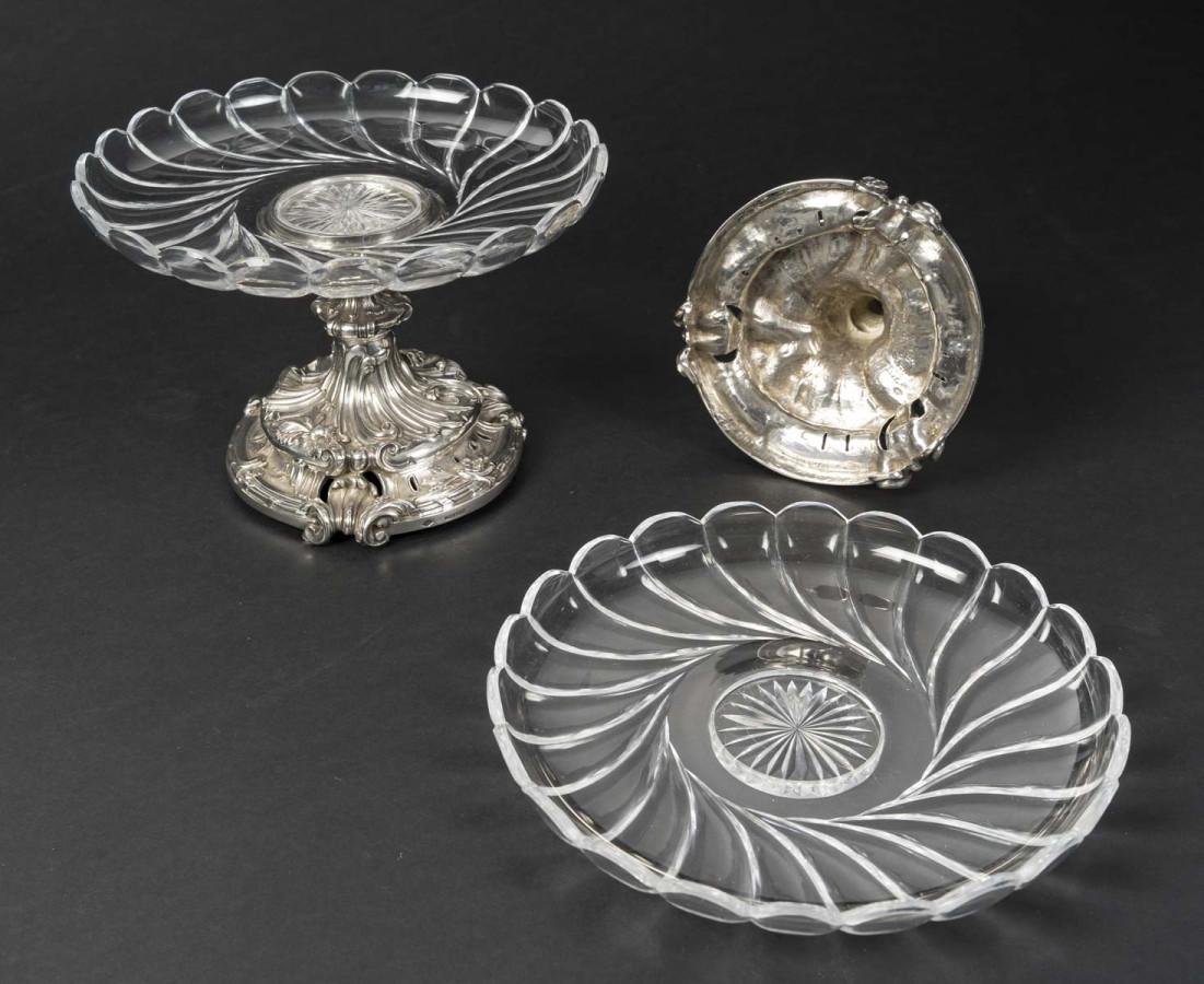 Orfèvre Eugène MERMILLOD – Paire de coupes en argent massif et cristal BACCARAT For Sale 1