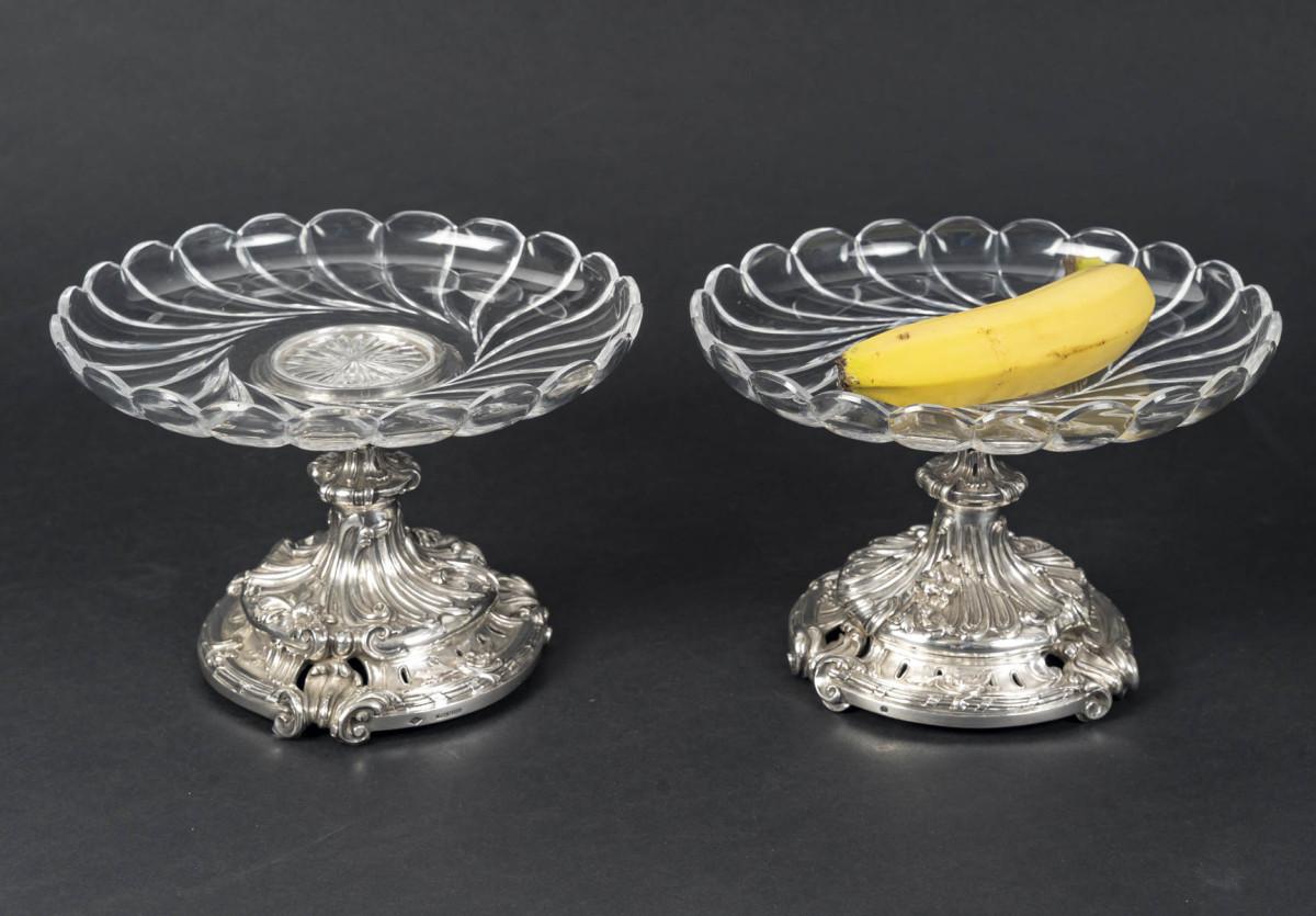 Orfèvre Eugène MERMILLOD – Paire de coupes en argent massif et cristal BACCARAT For Sale 3