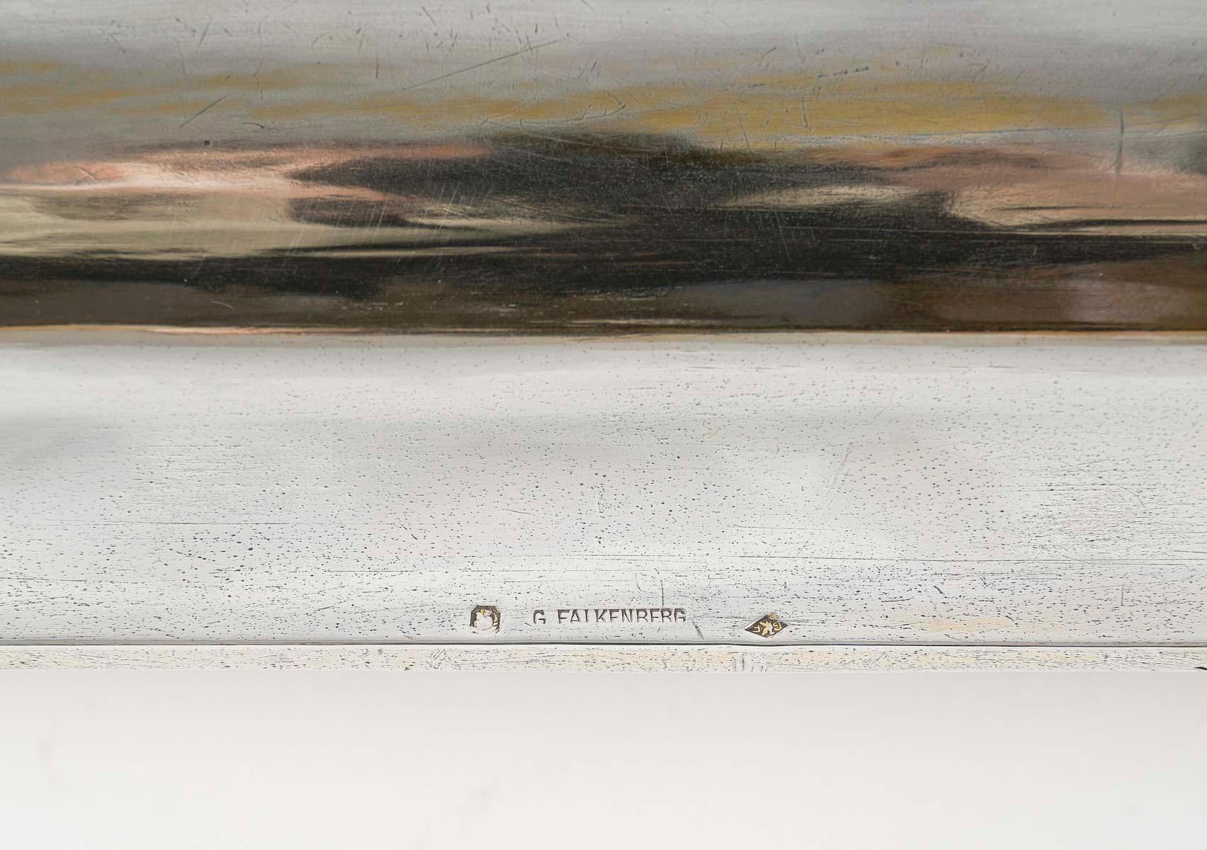 Orfèvre Falkenberg - Rectangular Tray In Sterling Silver - Early 20th Century For Sale 10