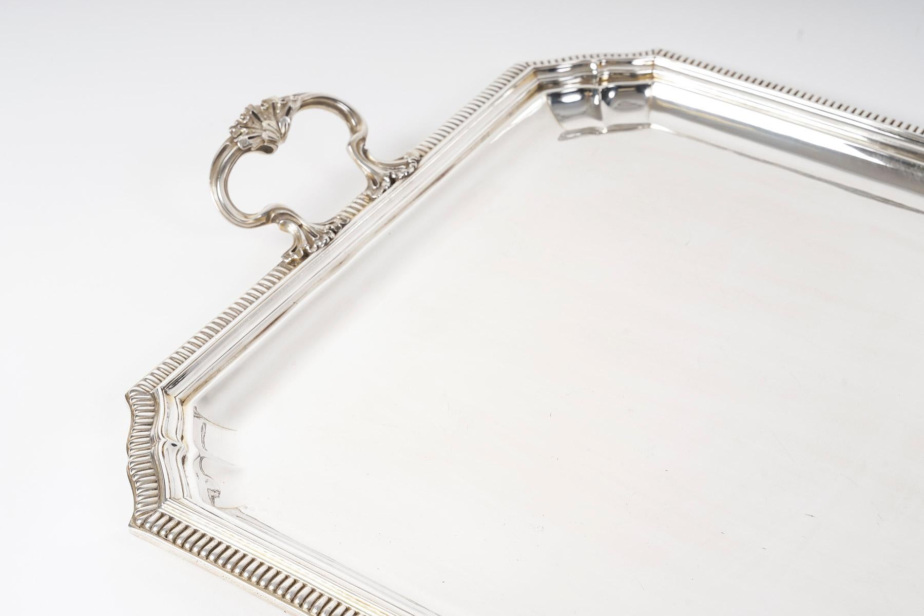 Orfèvre Falkenberg - Rectangular Tray In Sterling Silver - Early 20th Century In Excellent Condition For Sale In SAINT-OUEN-SUR-SEINE, FR