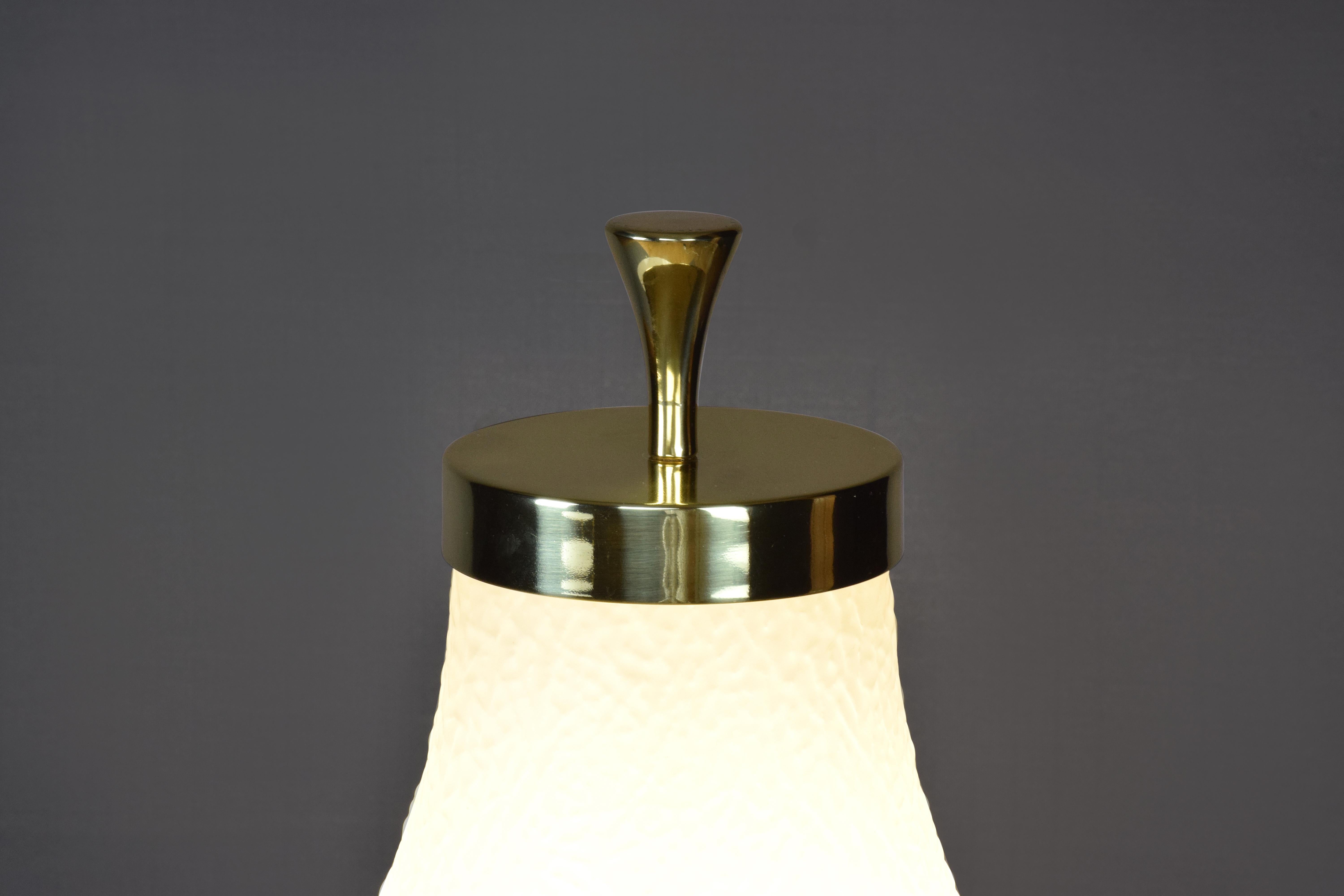 Portuguese Org-t1 Glass and Brass Table Lamp, Flow 2 Collection