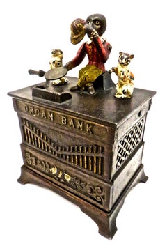 "Organ Bank" with Cat and Dog, circa 1882, American