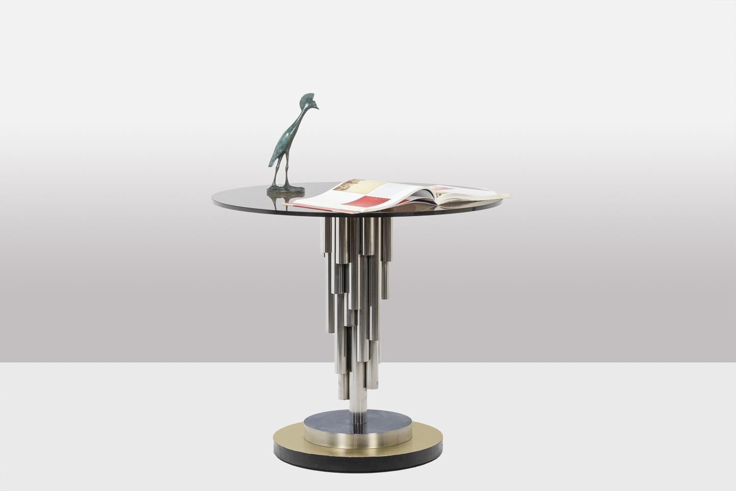 “Organ” pedestal table in chromed metal. 1970s. For Sale 1