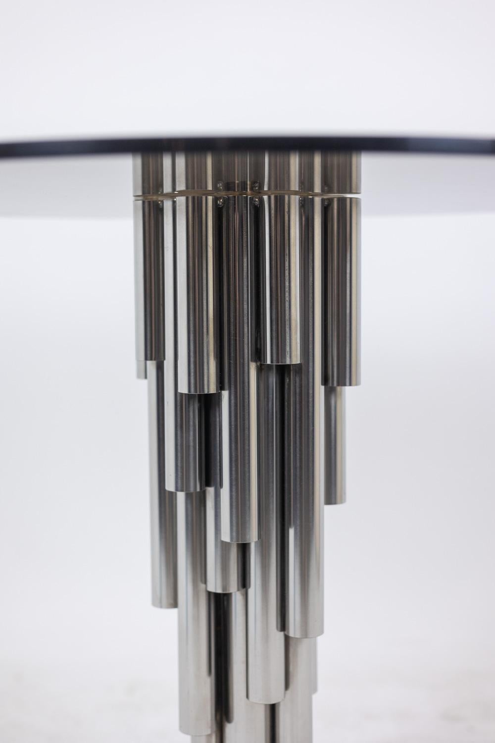 “Organ” pedestal table in chromed metal. 1970s. For Sale 2