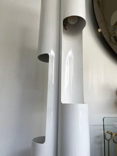 Organ Tube White Lacquered Metal and Chrome Floor Lamp, Italy, 1970s