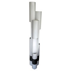 Organ Tube White Lacquered Metal and Chrome Floor Lamp, Italy, 1970s