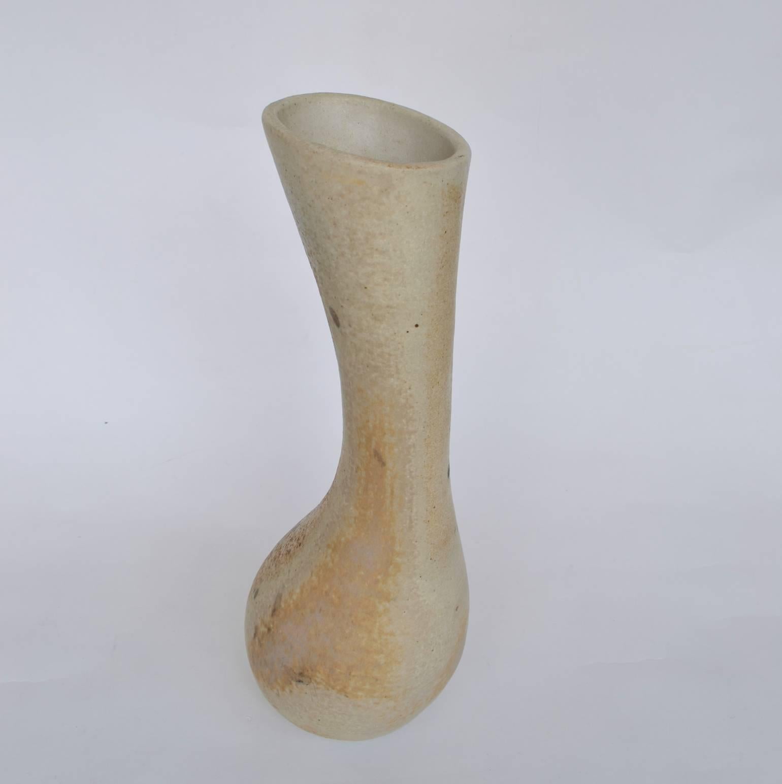 Mid-Century Modern Sculptural Organic Studio Pottery Vase in Pastel Tones For Sale
