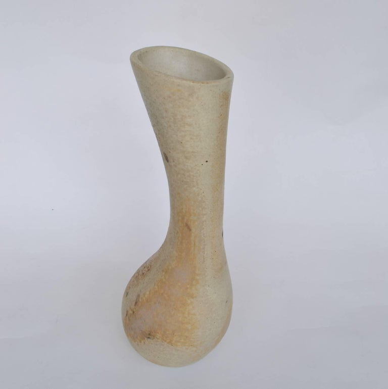 1950s Studio Pottery Vase In Pastel Tones And Curvaceous Shape For