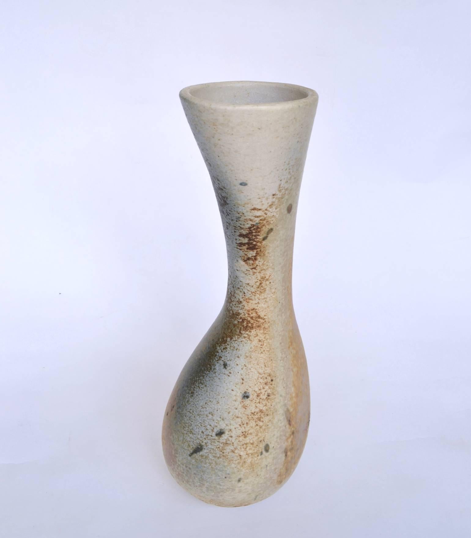European Sculptural Organic Studio Pottery Vase in Pastel Tones For Sale