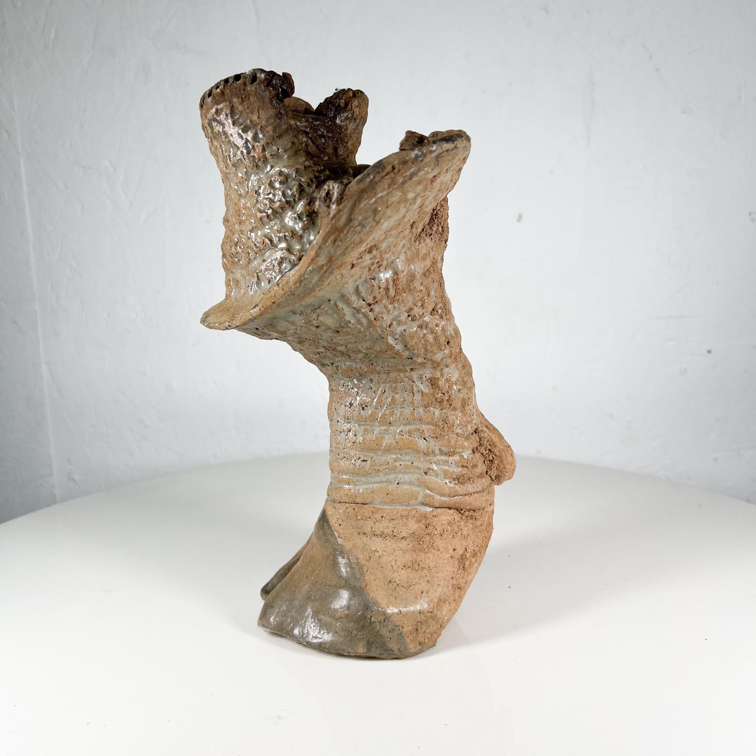 Mid-Century Modern Organic Art Vintage Modern Pottery Textured Abstract Hoof Sculpture For Sale