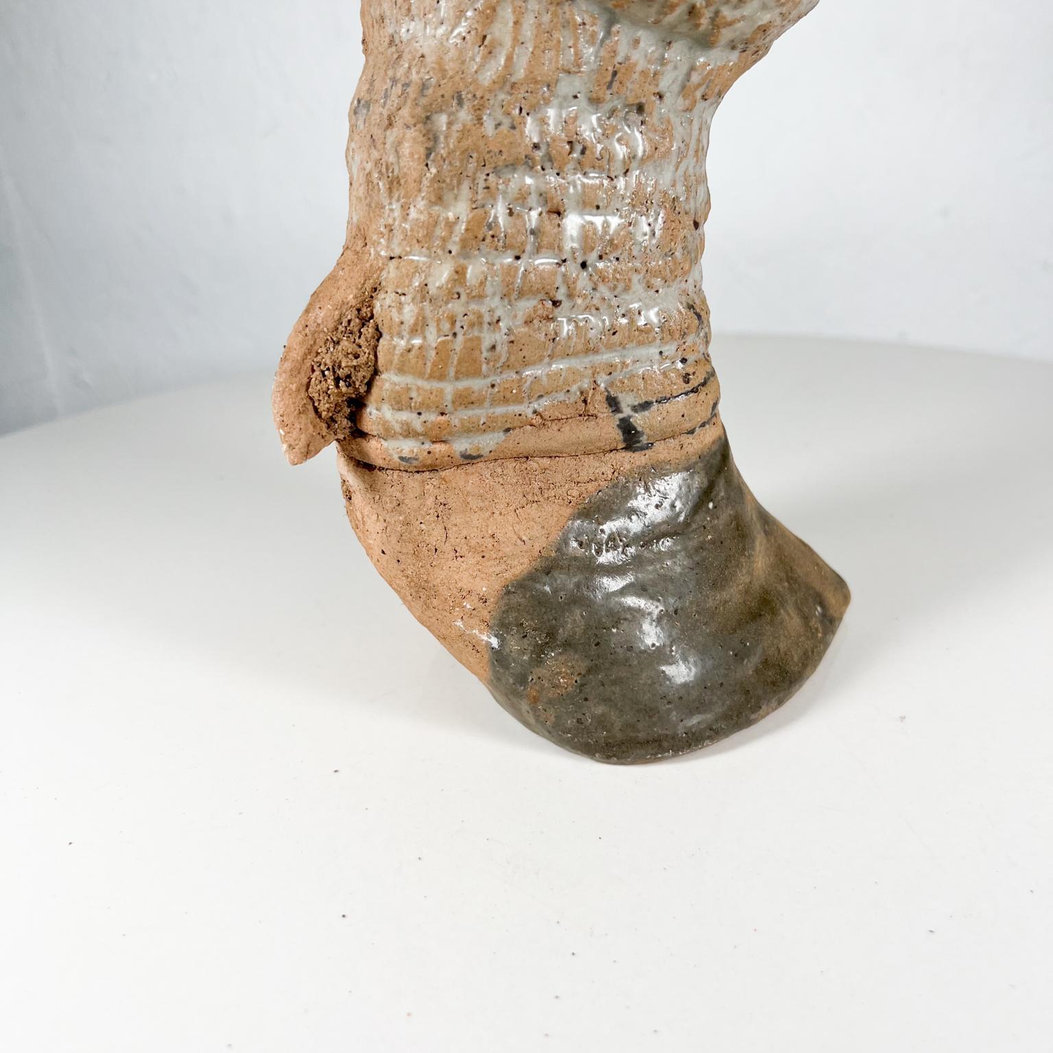 Organic Art Vintage Modern Pottery Textured Abstract Hoof Sculpture For Sale 2