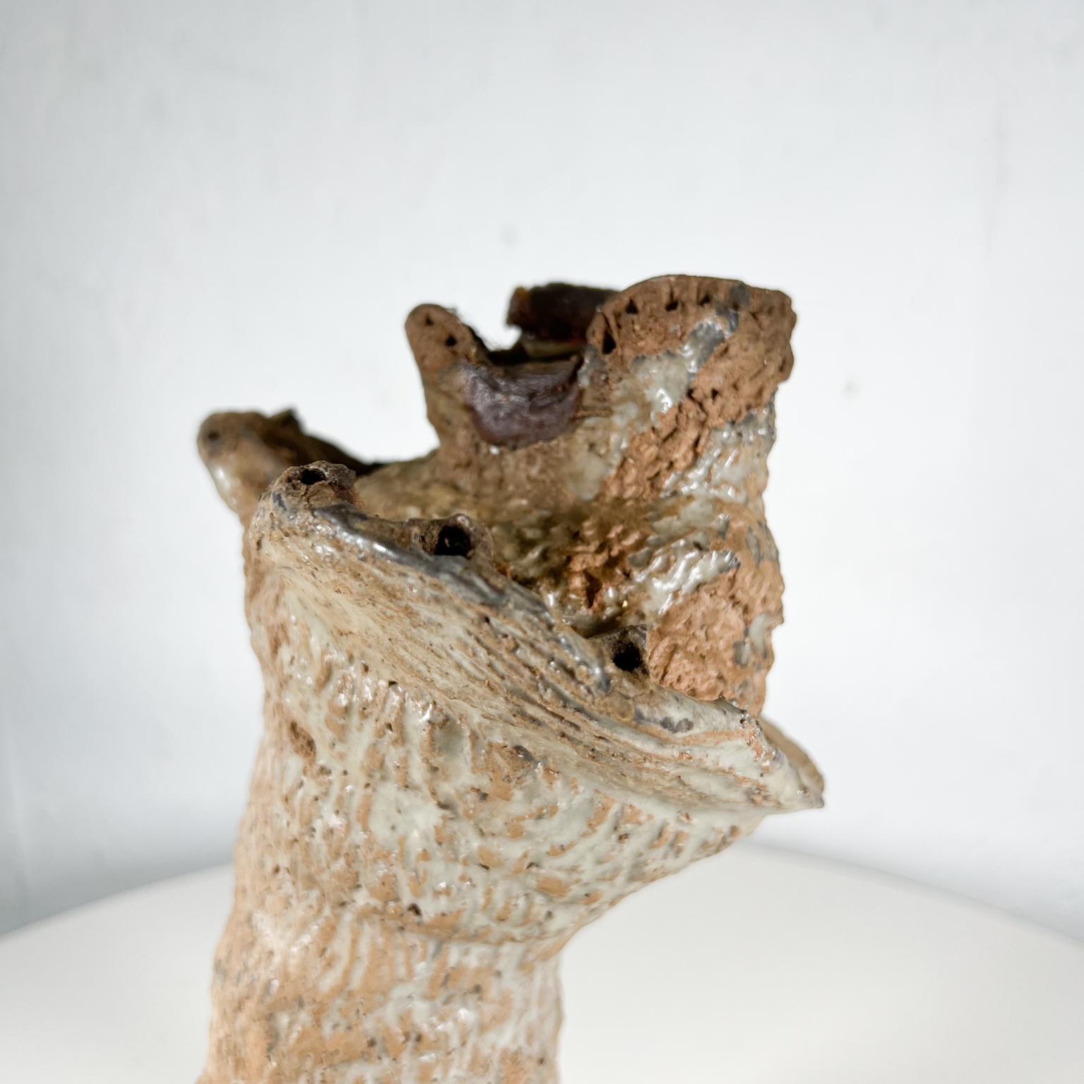 Organic Art Vintage Modern Pottery Textured Abstract Hoof Sculpture For Sale 3