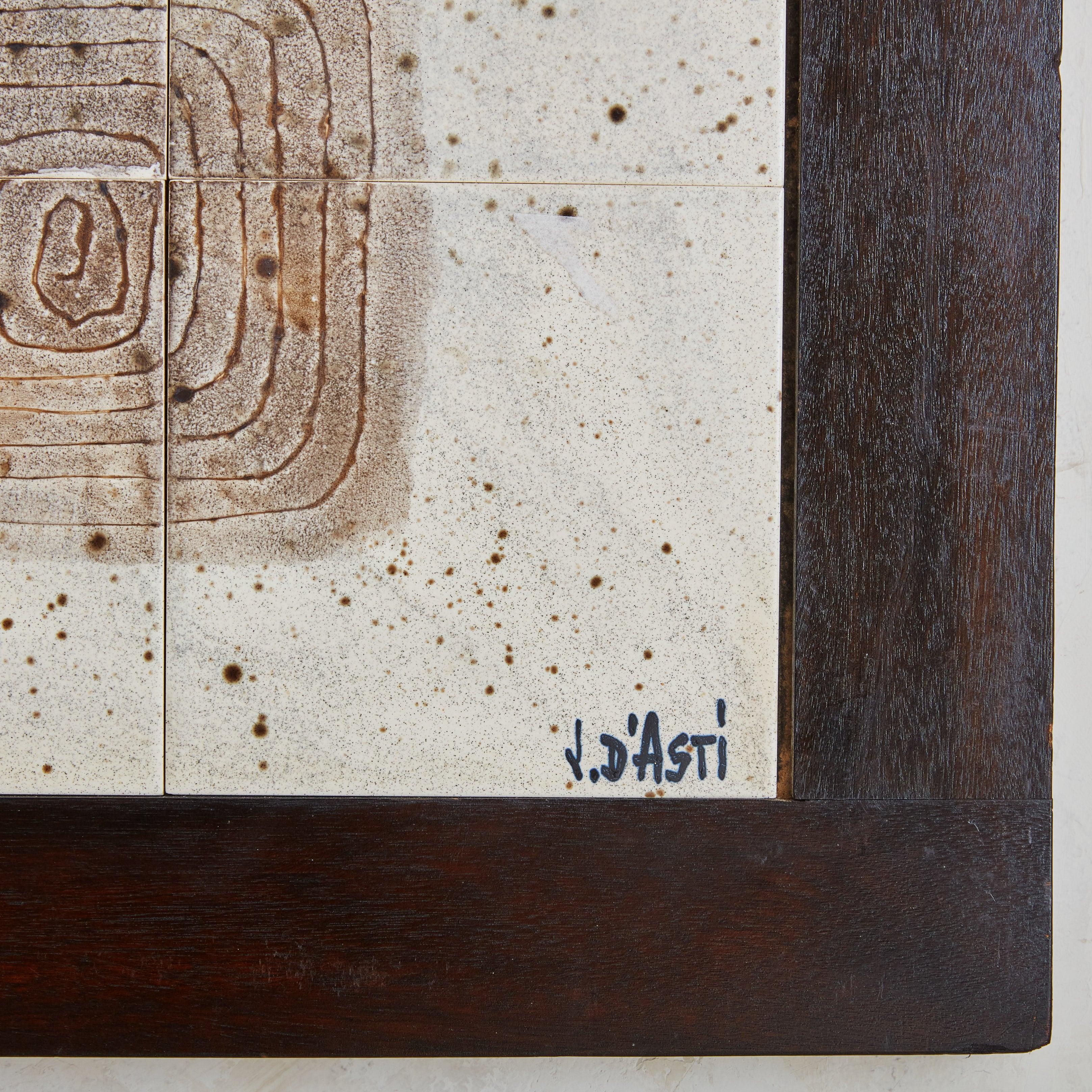 Scultura da parete in ceramica astratta organica con cornice in Wood di Jean D'asti In condizioni ottime in vendita a Chicago, IL