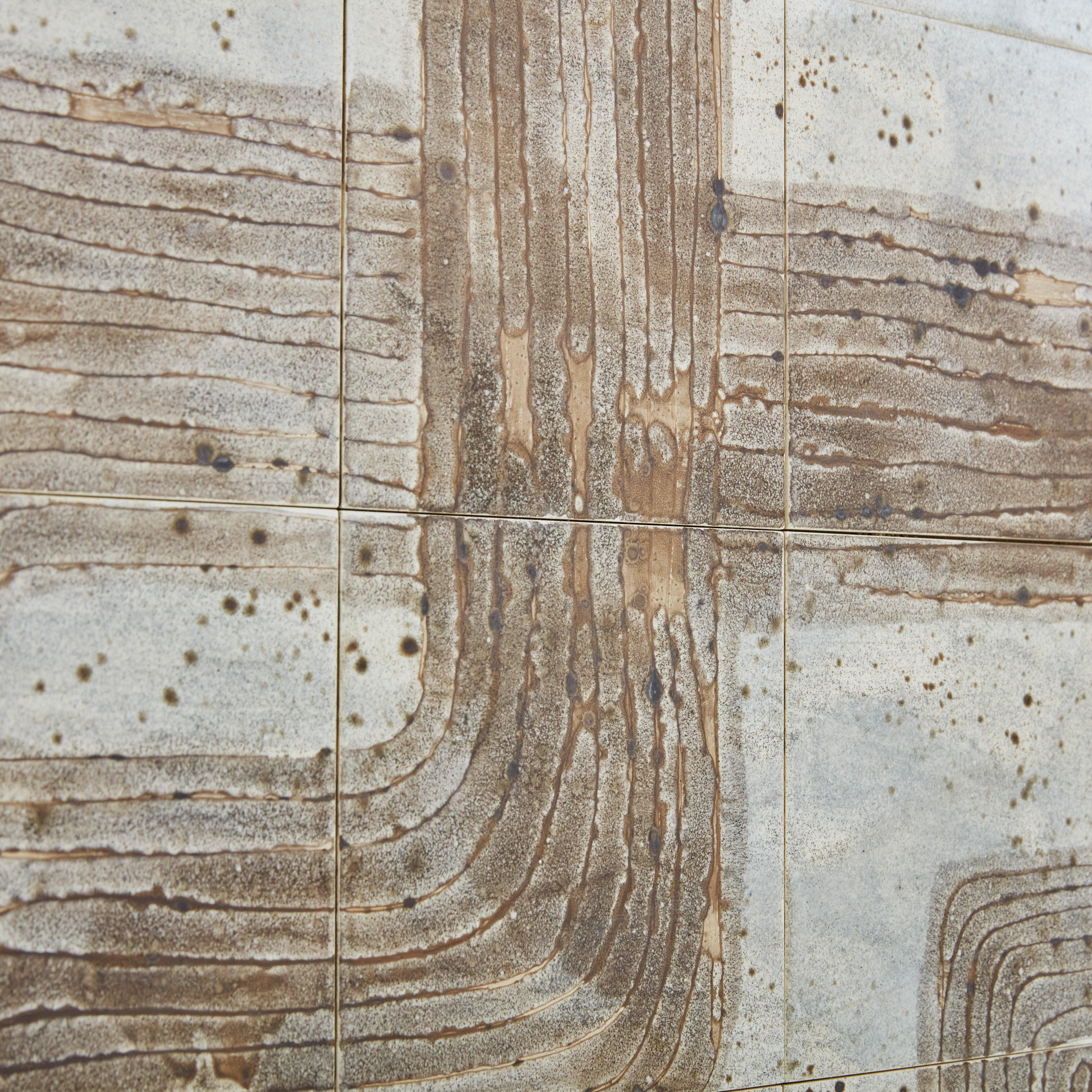 Scultura da parete in ceramica astratta organica con cornice in Wood di Jean D'asti in vendita 2