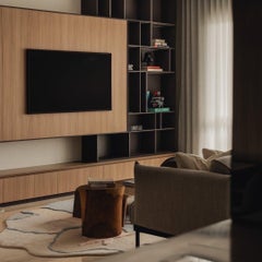 Organischer abstrakter Teppich in Pastellblau-, Beige- und Rosa-Tönen