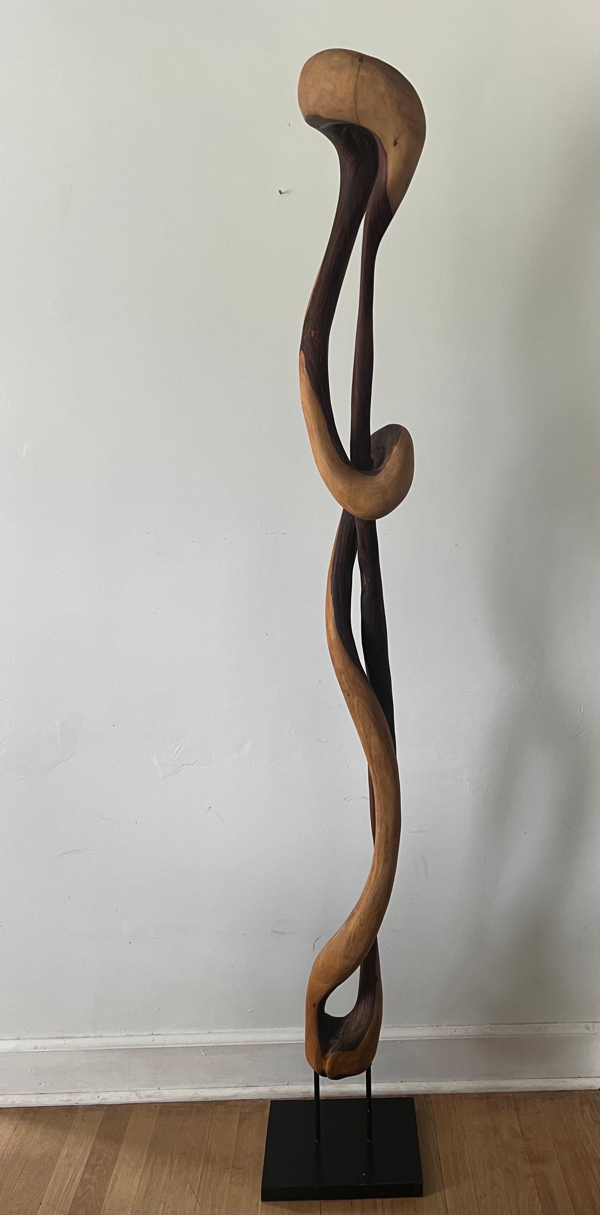 Organic Adrianna Shamaris Style Sona Wood Sculpture on Stand For Sale 4