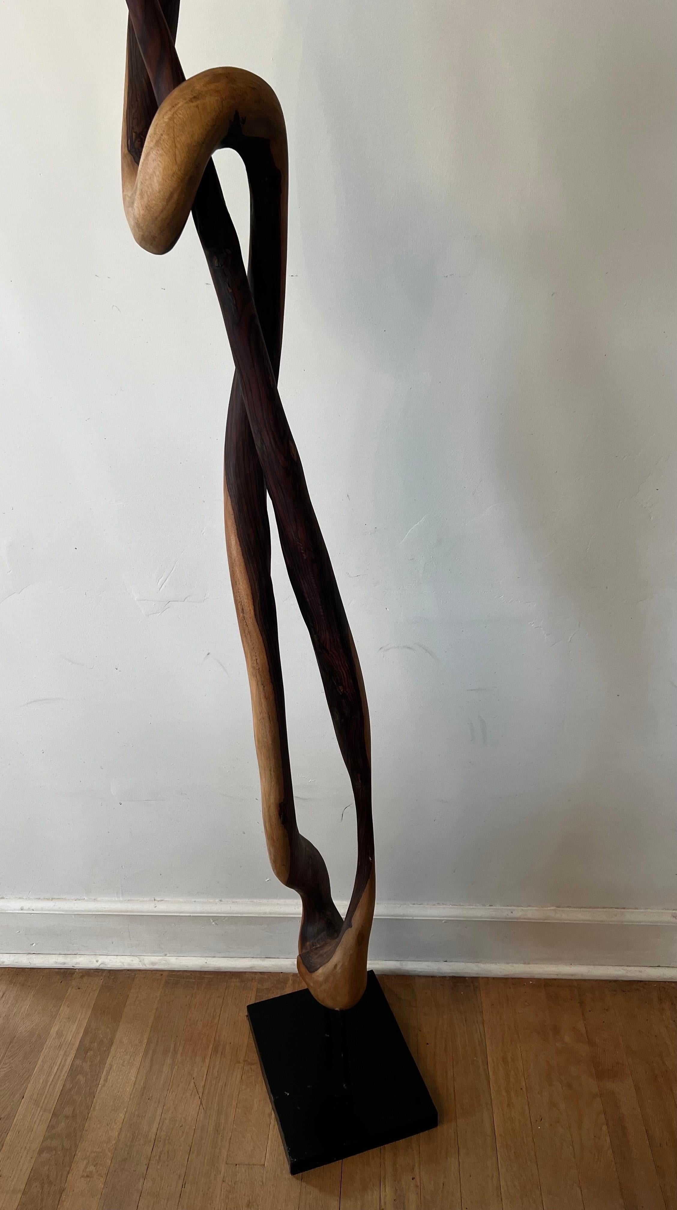 Contemporary Organic Adrianna Shamaris Style Sona Wood Sculpture on Stand For Sale