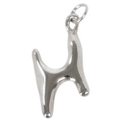 Organic Alphabet Necklace, Letter H, in Recycled Silver