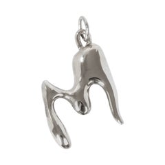Organic Alphabet Necklace, Letter M, in Recycled Silver