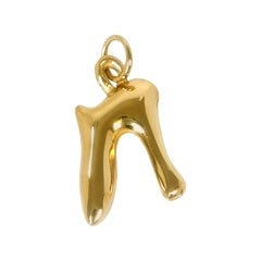 Organic Alphabet Necklace, Letter N, 18 Carat Gold Plated Recycled Silver